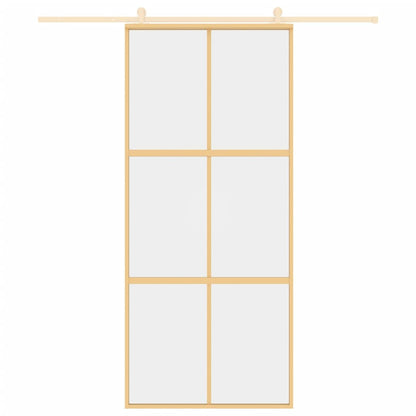 Schuifdeur 90X205 Cm Helder Esg-Glas En Aluminium Goudkleurig