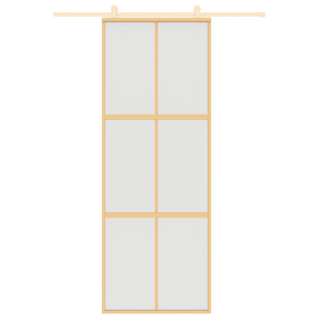 Schuifdeur 76X205 Cm Mat Esg-Glas En Aluminium Goudkleurig