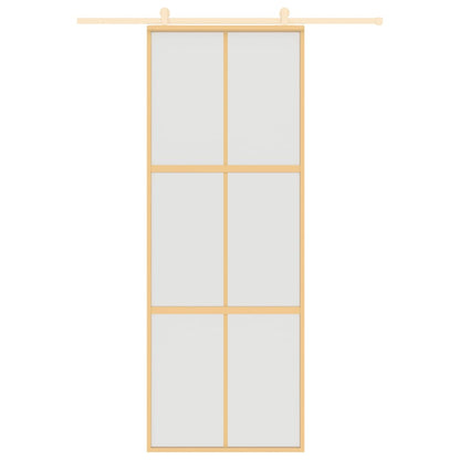 Schuifdeur 76X205 Cm Mat Esg-Glas En Aluminium Goudkleurig