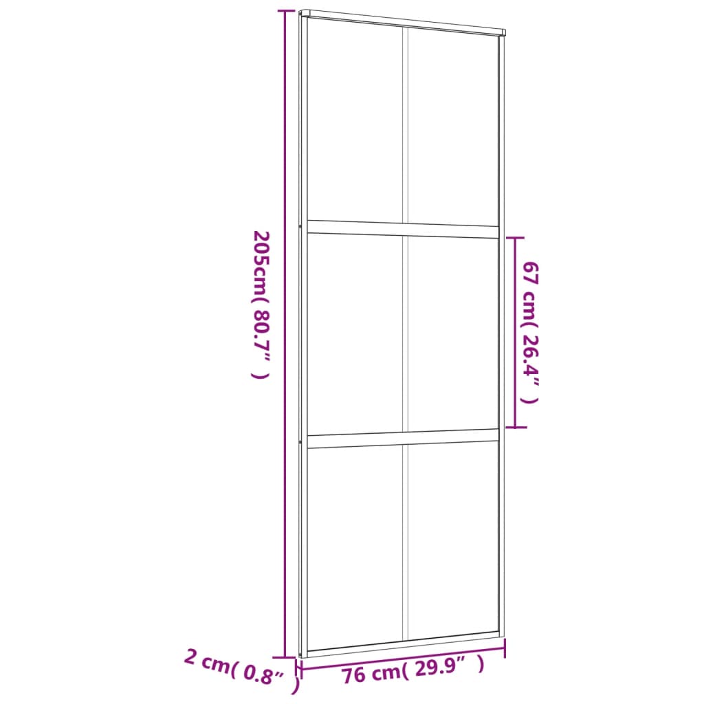 Schuifdeur 76X205 Cm Mat Esg-Glas En Aluminium Goudkleurig