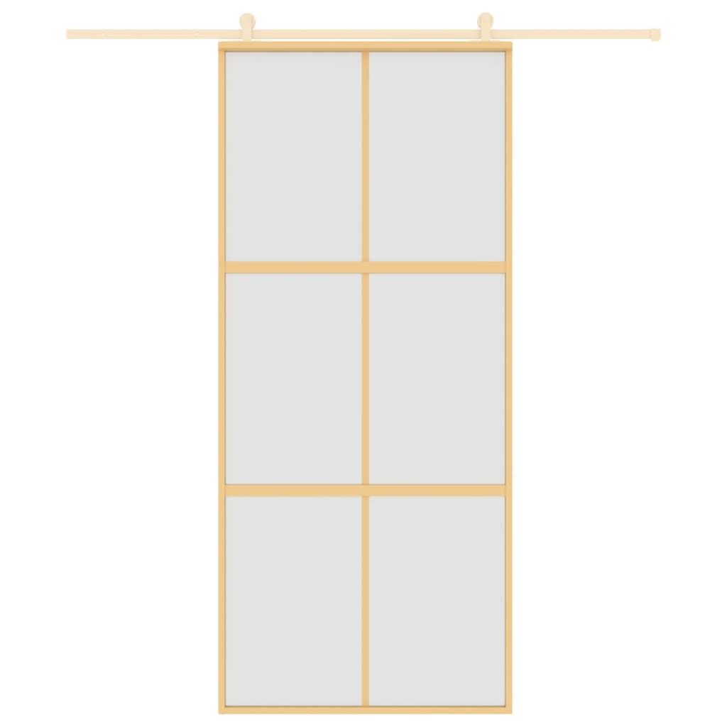 Schuifdeur 90X205 Cm Mat Esg-Glas En Aluminium Goudkleurig