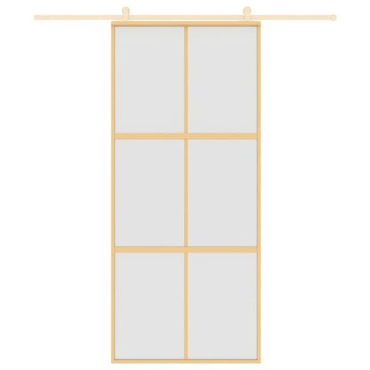 Schuifdeur 90X205 Cm Mat Esg-Glas En Aluminium Goudkleurig