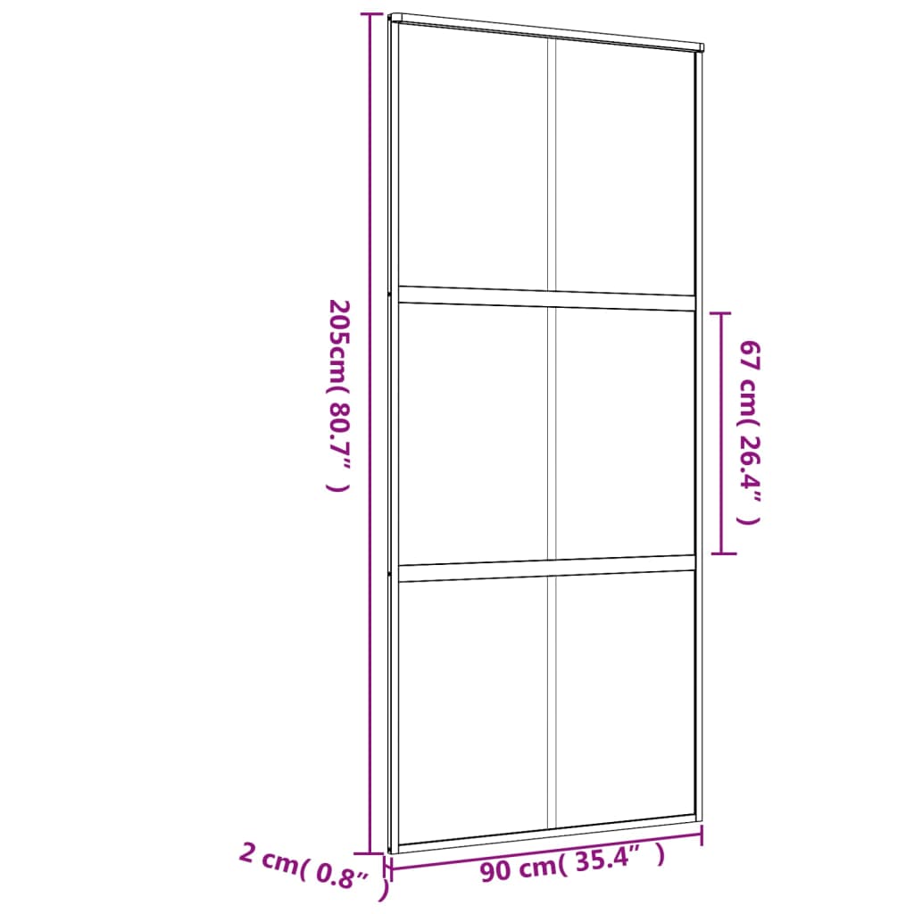 Schuifdeur 90X205 Cm Mat Esg-Glas En Aluminium Goudkleurig