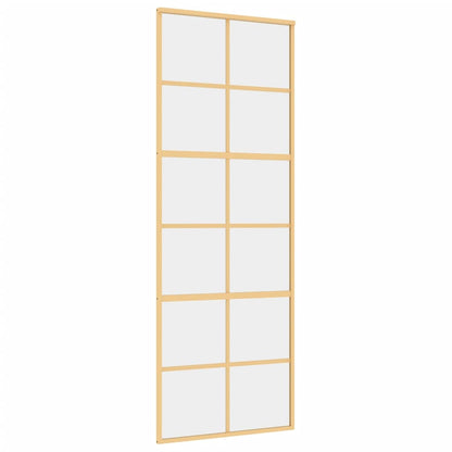 Schuifdeur 76X205 Cm Helder Esg-Glas En Aluminium Goudkleurig