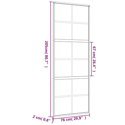 Schuifdeur 76X205 Cm Mat Esg-Glas En Aluminium Goudkleurig