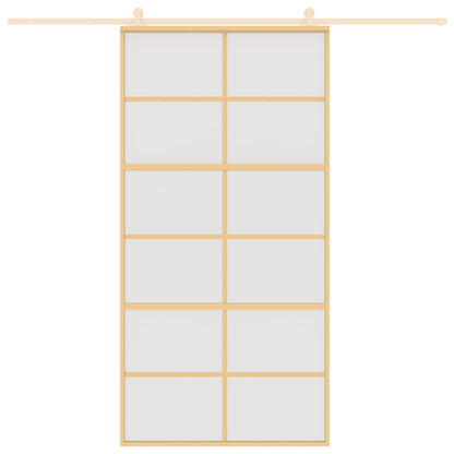 Schuifdeur 102,5X205 Cm Mat Esg-Glas En Aluminium Goudkleurig