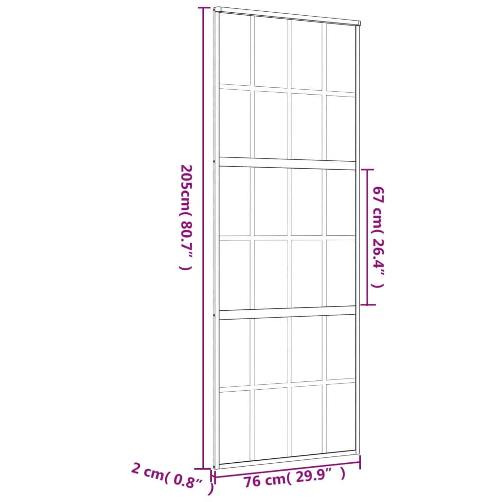 Schuifdeur 76X205 Cm Helder Esg-Glas En Aluminium Goudkleurig