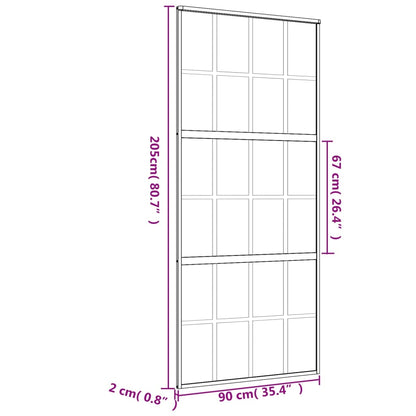 Schuifdeur 90X205 Cm Helder Esg-Glas En Aluminium Goudkleurig