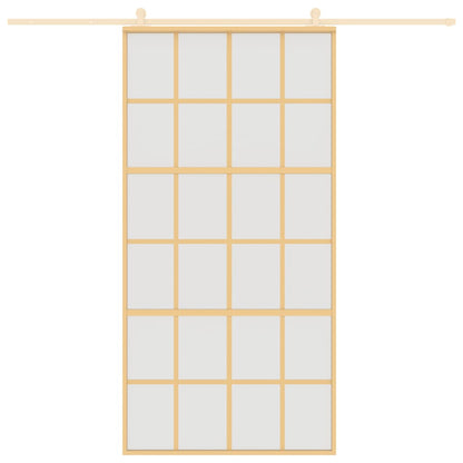 Schuifdeur 102,5X205 Cm Mat Esg-Glas En Aluminium Goudkleurig