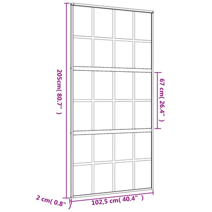 Schuifdeur 102,5X205 Cm Mat Esg-Glas En Aluminium Goudkleurig