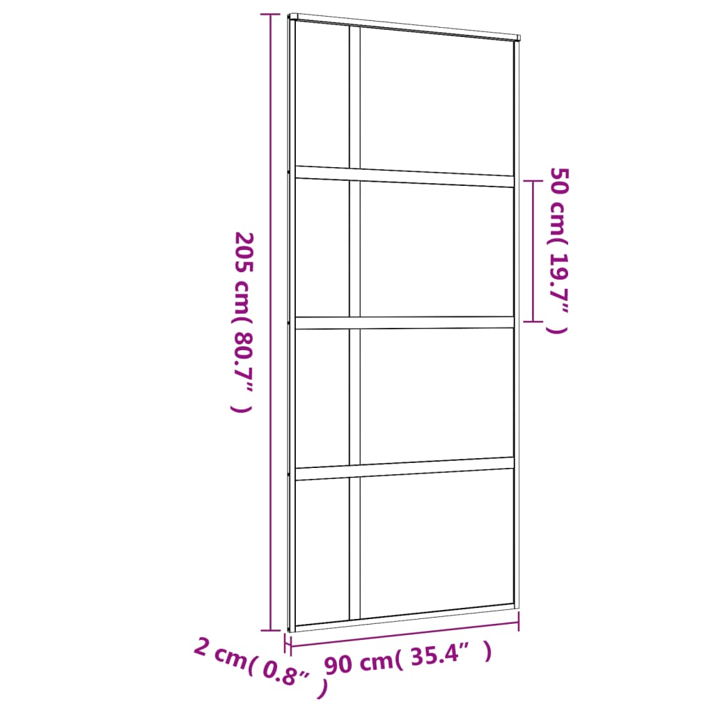 Schuifdeur 90X205 Cm Mat Esg-Glas En Aluminium Goudkleurig