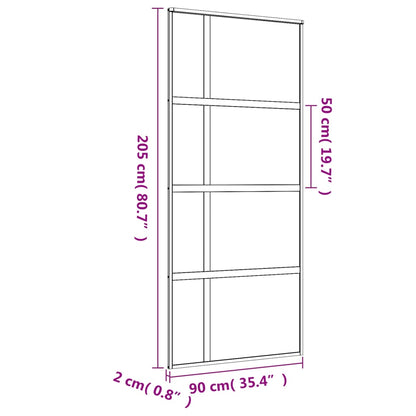 Schuifdeur 90X205 Cm Mat Esg-Glas En Aluminium Goudkleurig