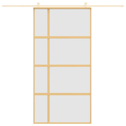 Schuifdeur 102,5X205 Cm Mat Esg-Glas En Aluminium Goudkleurig