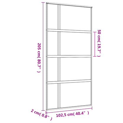 Schuifdeur 102,5X205 Cm Mat Esg-Glas En Aluminium Goudkleurig