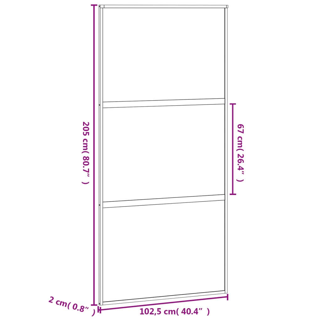 Schuifdeur 102,5X205 Cm Gehard Glas En Aluminium Zwart