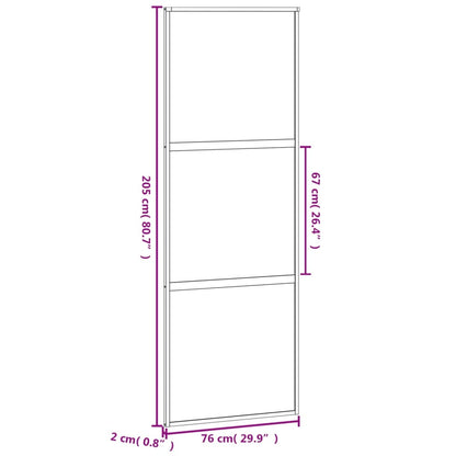 Schuifdeur 76X205 Cm Gehard Glas En Aluminium Zwart