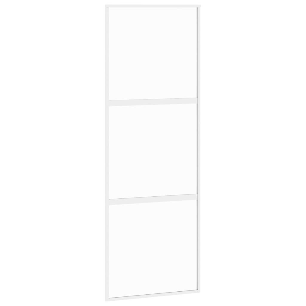 Schuifdeur 76X205 Cm Gehard Glas En Aluminium Wit