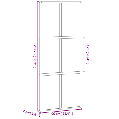 Schuifdeur 90X205 Cm Gehard Glas En Aluminium Zwart