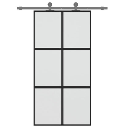 Schuifdeur 102,5X205 Cm Gehard Glas En Aluminium Zwart