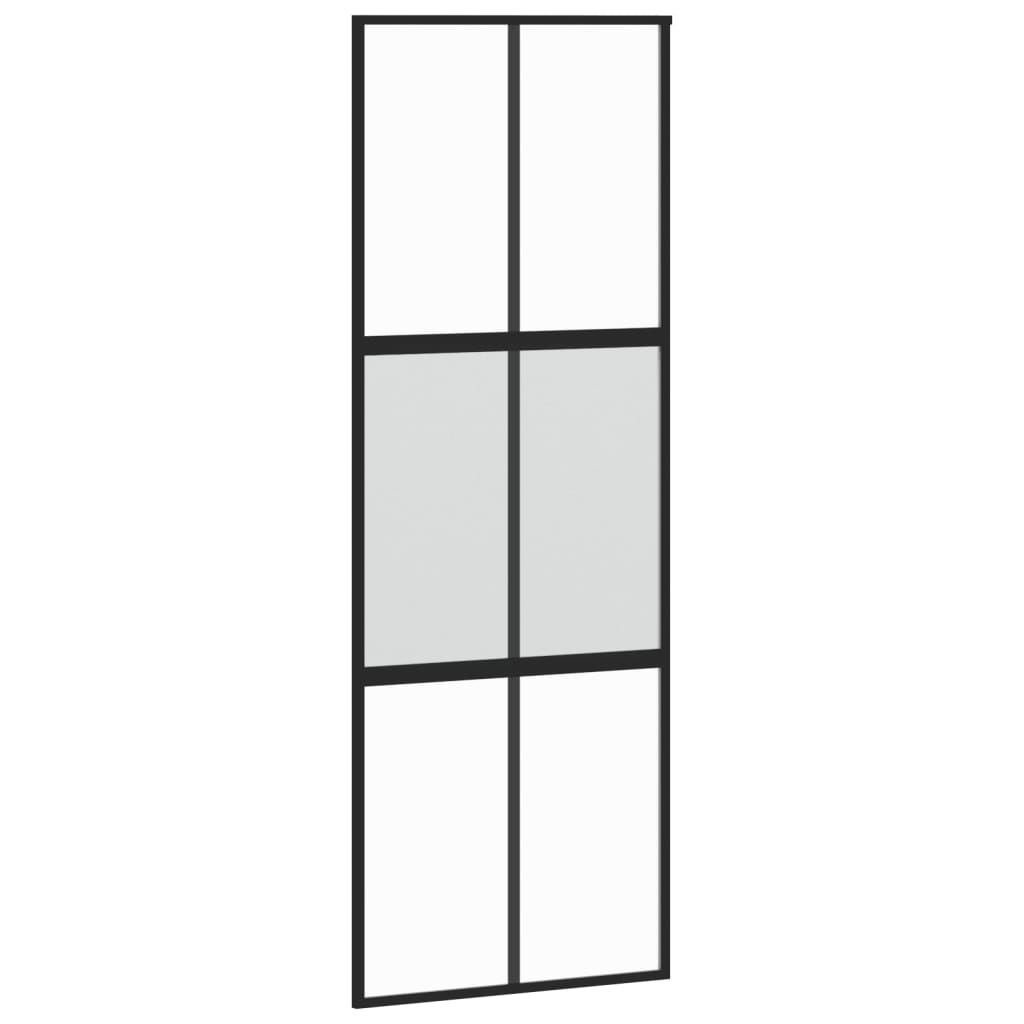 Schuifdeur 76X205 Cm Gehard Glas En Aluminium Zwart