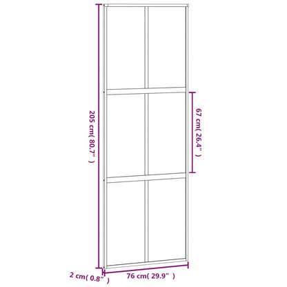 Schuifdeur 76X205 Cm Gehard Glas En Aluminium Zwart