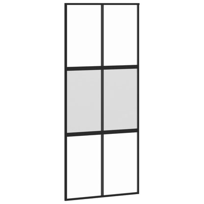 Schuifdeur 90X205 Cm Gehard Glas En Aluminium Zwart