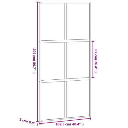 Schuifdeur 102,5X205 Cm Gehard Glas En Aluminium Zwart