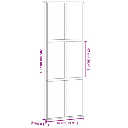 Schuifdeur 76X205 Cm Gehard Glas En Aluminium Zwart