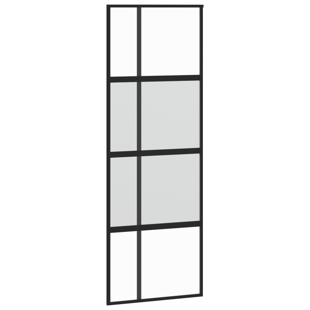 Schuifdeur 76X205 Cm Gehard Glas En Aluminium Zwart