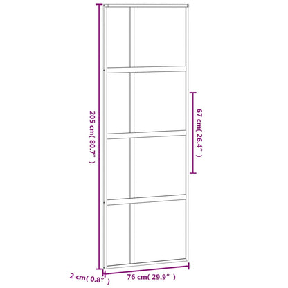 Schuifdeur 76X205 Cm Gehard Glas En Aluminium Zwart