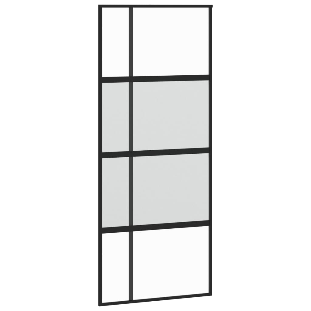 Schuifdeur 90X205 Cm Gehard Glas En Aluminium Zwart