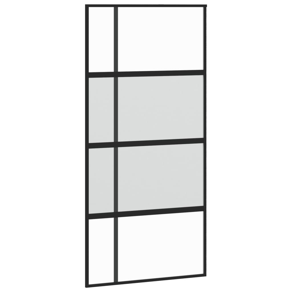 Schuifdeur 102,5X205 Cm Gehard Glas En Aluminium Zwart