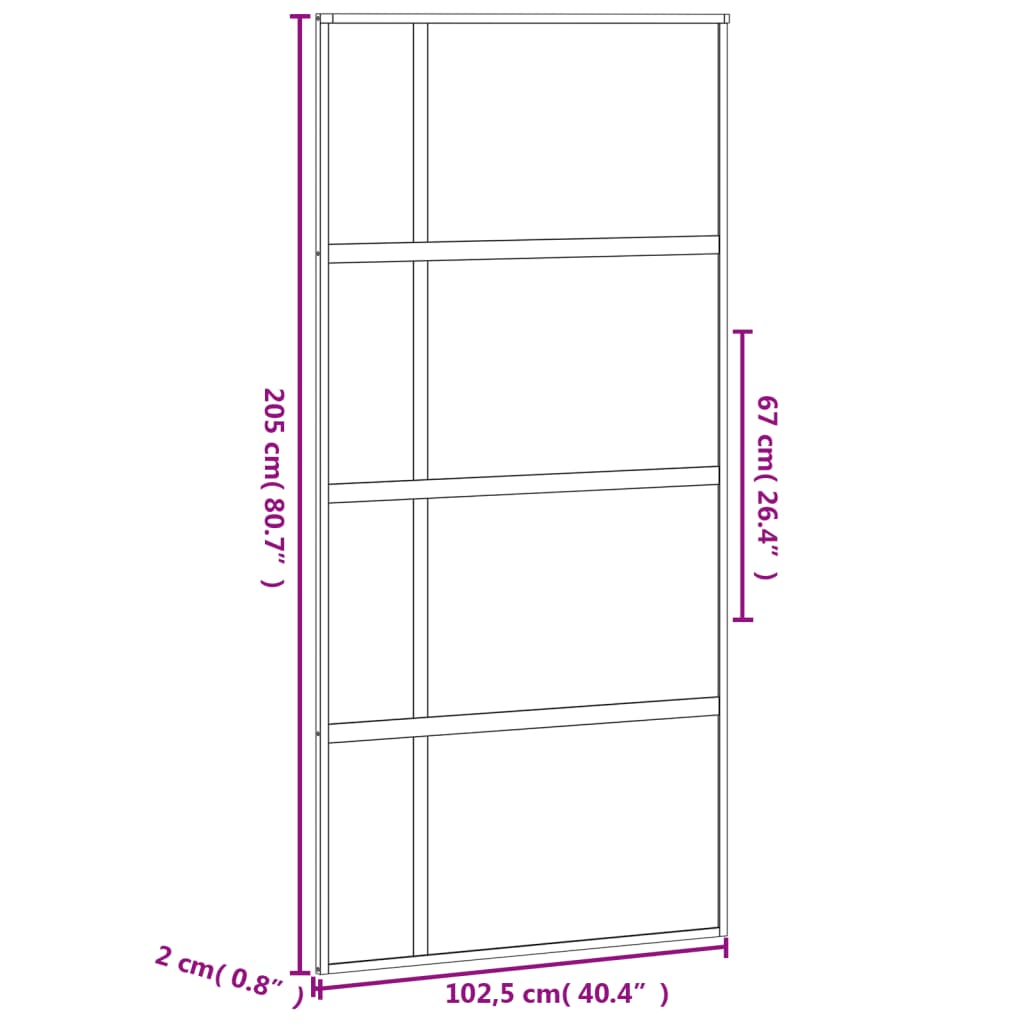 Schuifdeur 102,5X205 Cm Gehard Glas En Aluminium Zwart