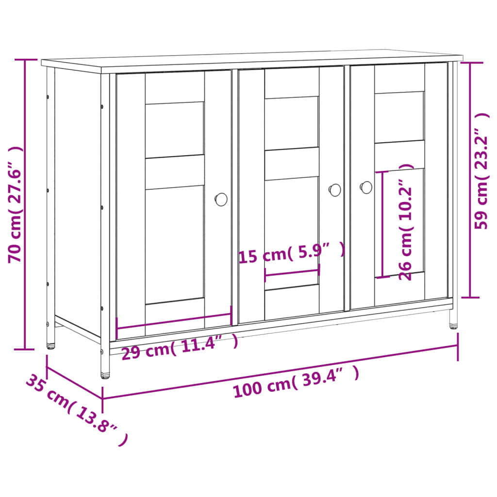 Dressoir 100X35X70 Cm Bewerkt Hout Sonoma Eikenkleurig