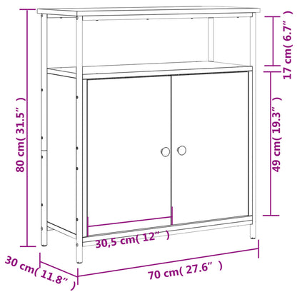 Dressoir 70X30X80 Cm Bewerkt Hout Bruin Eikenkleur