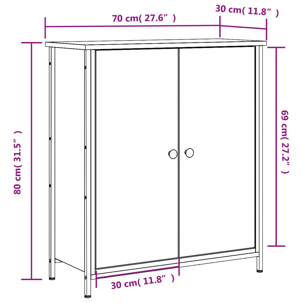 Dressoir 70X30X80 Cm Bewerkt Hout Bruin Eikenkleur