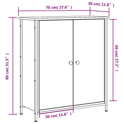 Dressoir 70X30X80 Cm Bewerkt Hout Bruin Eikenkleur