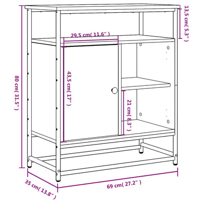 Dressoir 69X35X80 Cm Bewerkt Hout Gerookt Eikenkleurig