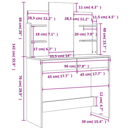 Kaptafel Met Spiegel 96X39X142 Cm Zwart