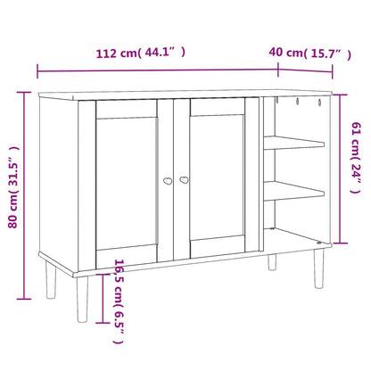 Dressoir Senja 112X40X80 Cm Rattan Look Massief Grenenhout Wit