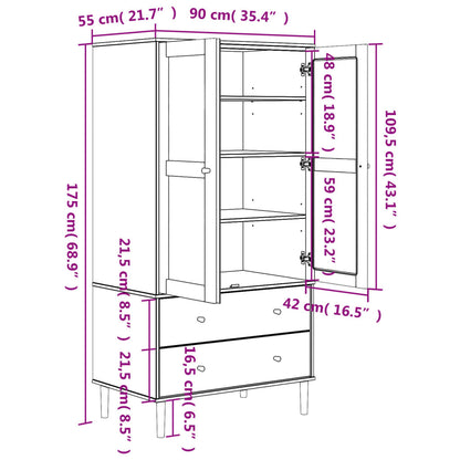 Kledingkast Senja 90X55X175 Cm Rattan Look Grenenhout Wit