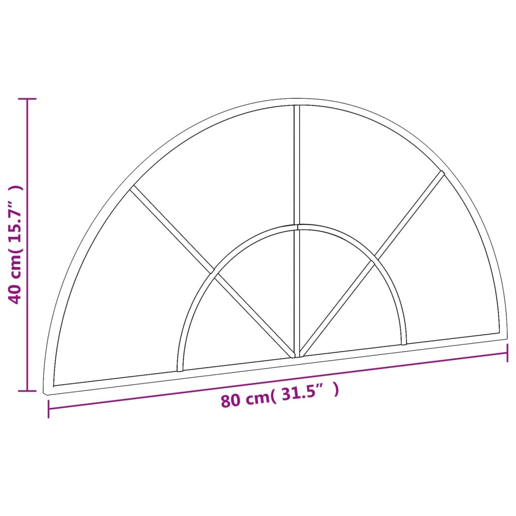 Wandspiegel Boog 80X40 Cm Ijzer Zwart