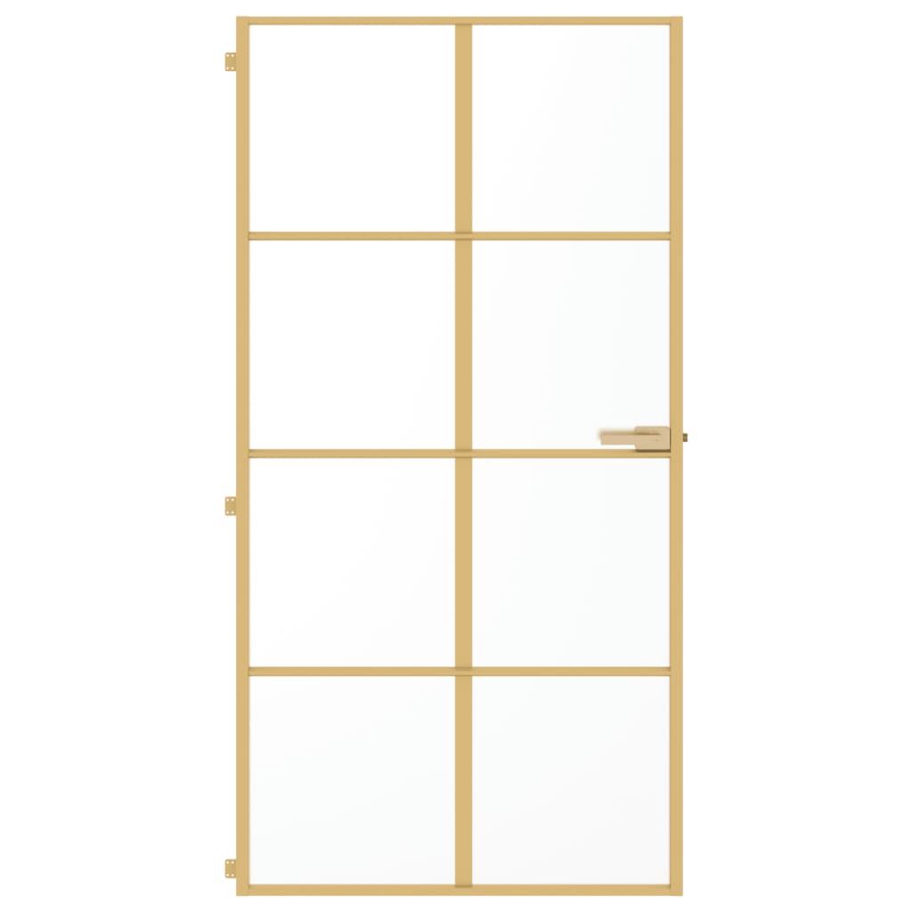 Binnendeur Smal 102,5X201,5 Cm Gehard Glas En Aluminium Goud