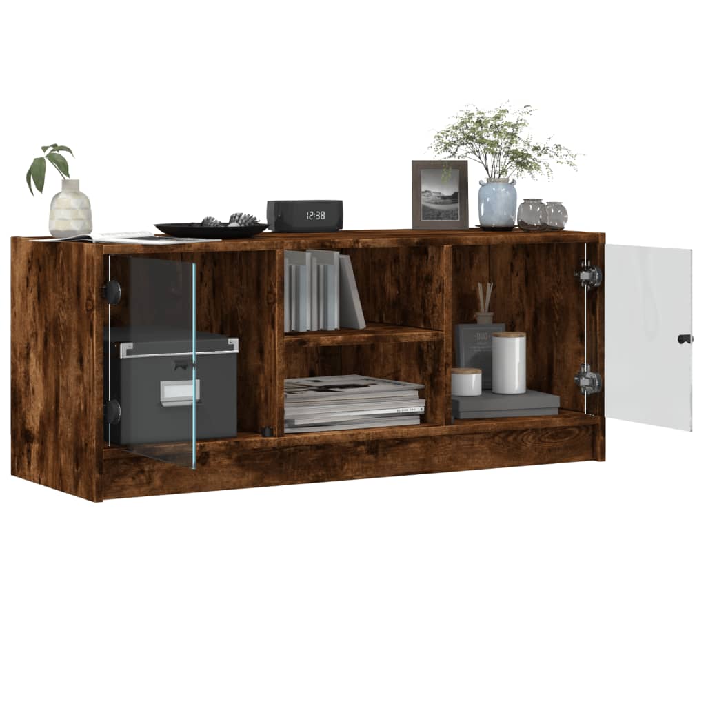 Tv-Meubel Met Glazen Deuren 102X37X42 Cm Kleurig