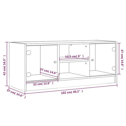 Tv-Meubel Met Glazen Deuren 102X37X42 Cm Kleurig