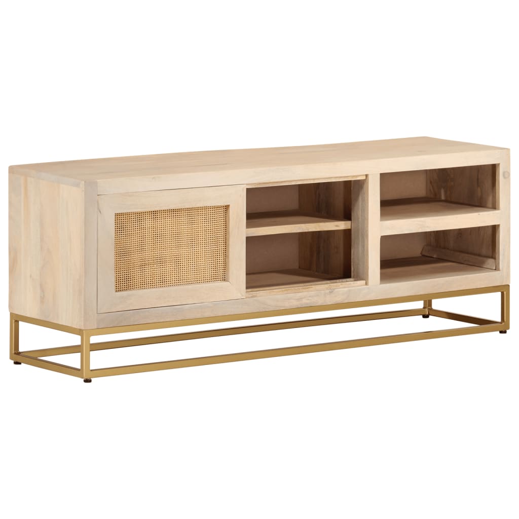 Tv-Meubel 110X30X40 Cm Massief Ruw Mangohout En Ijzer