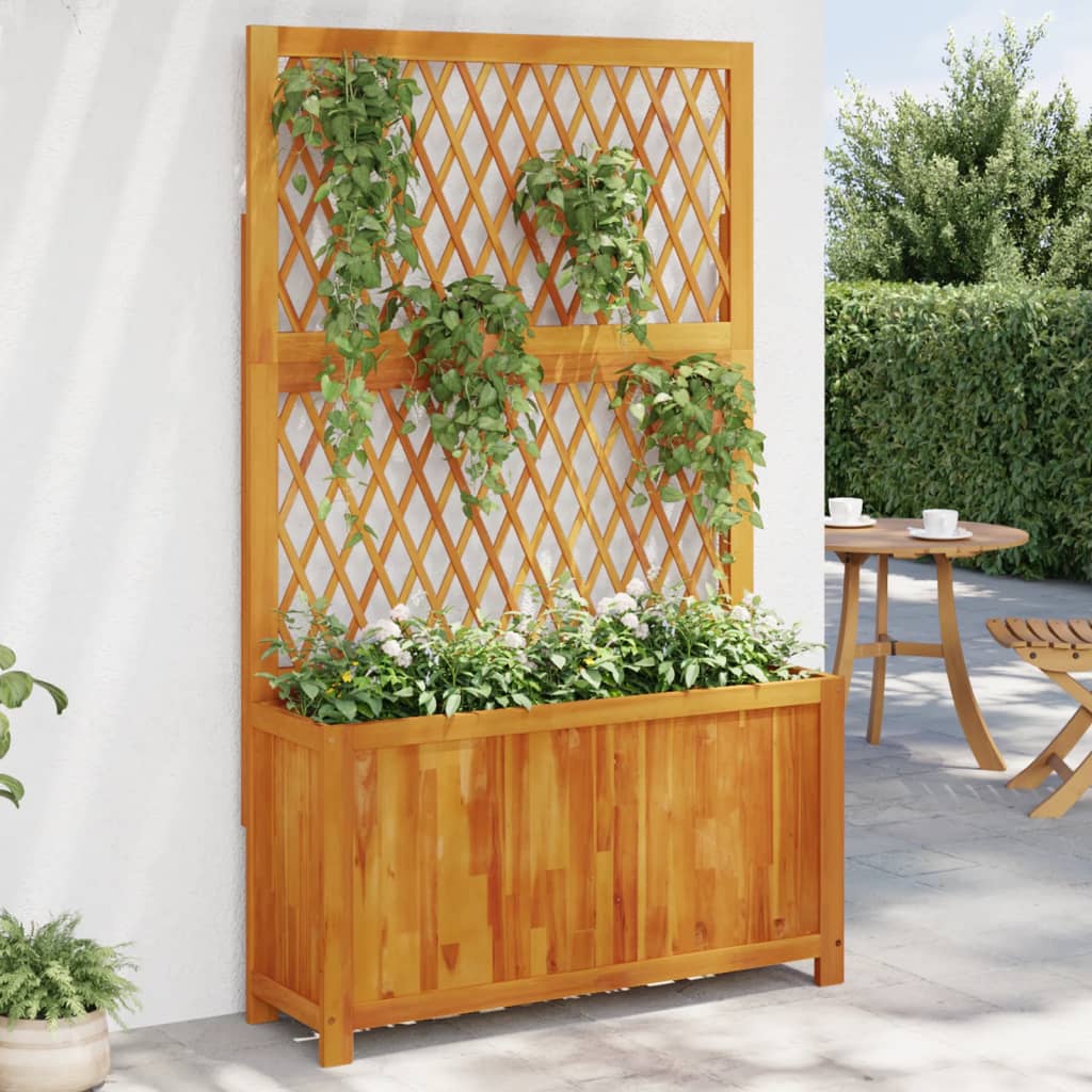 Plantenbak Met Latwerk 55X29,5X132 Cm Massief Acaciahout