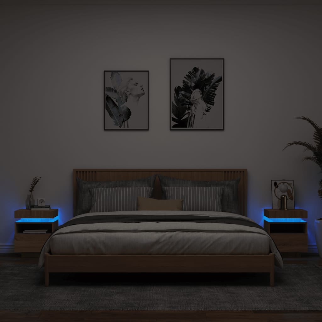 Nachtkastje Met Led-Verlichting 40X39X48,5 Cm Kleurig