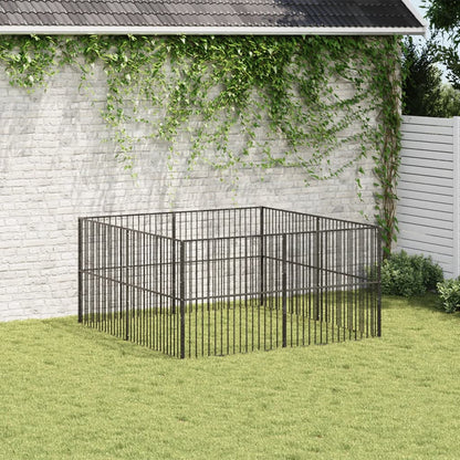 Hondenkennel 8 Panelen Gepoedercoat Staal Zwart