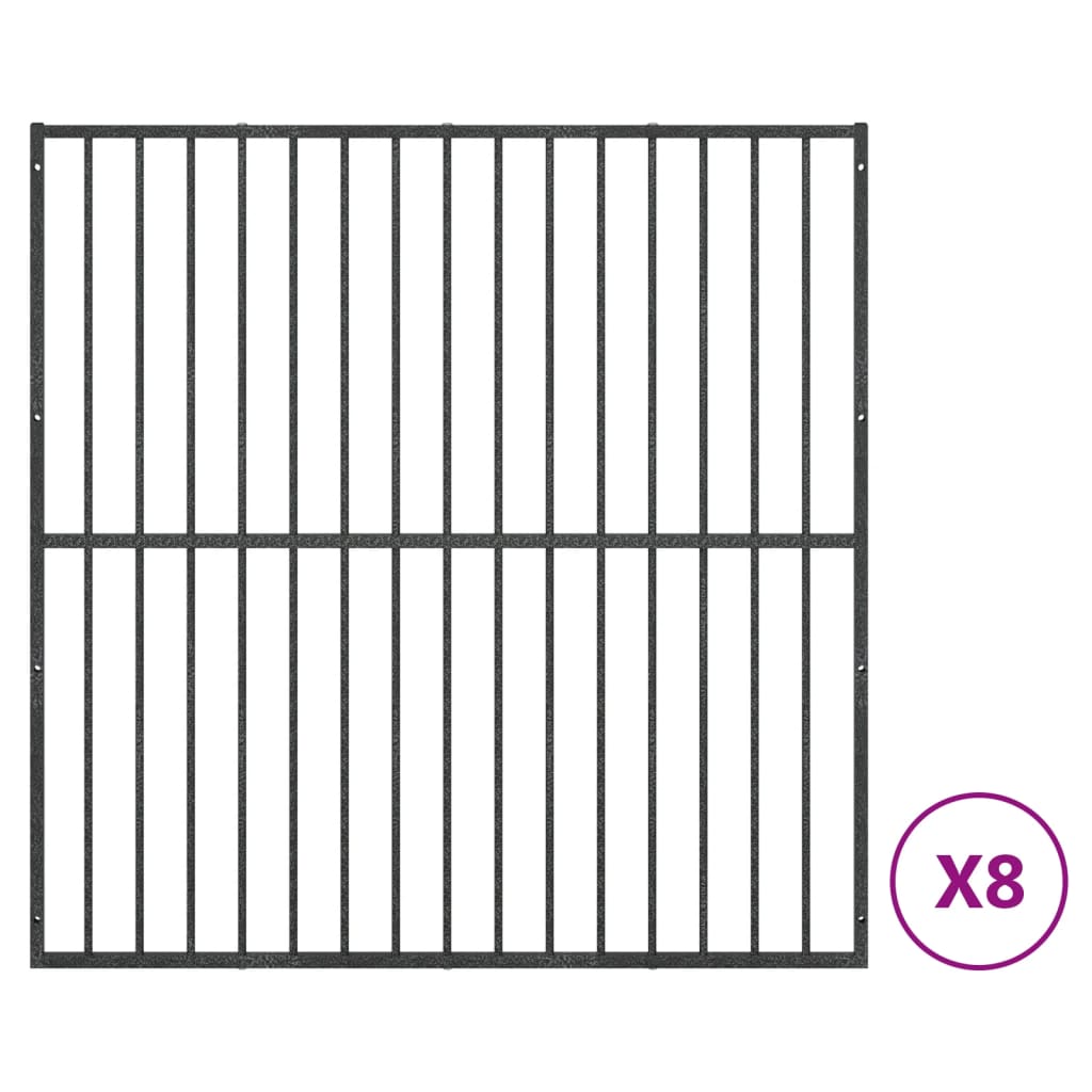 Hondenkennel 8 Panelen Gepoedercoat Staal Zwart